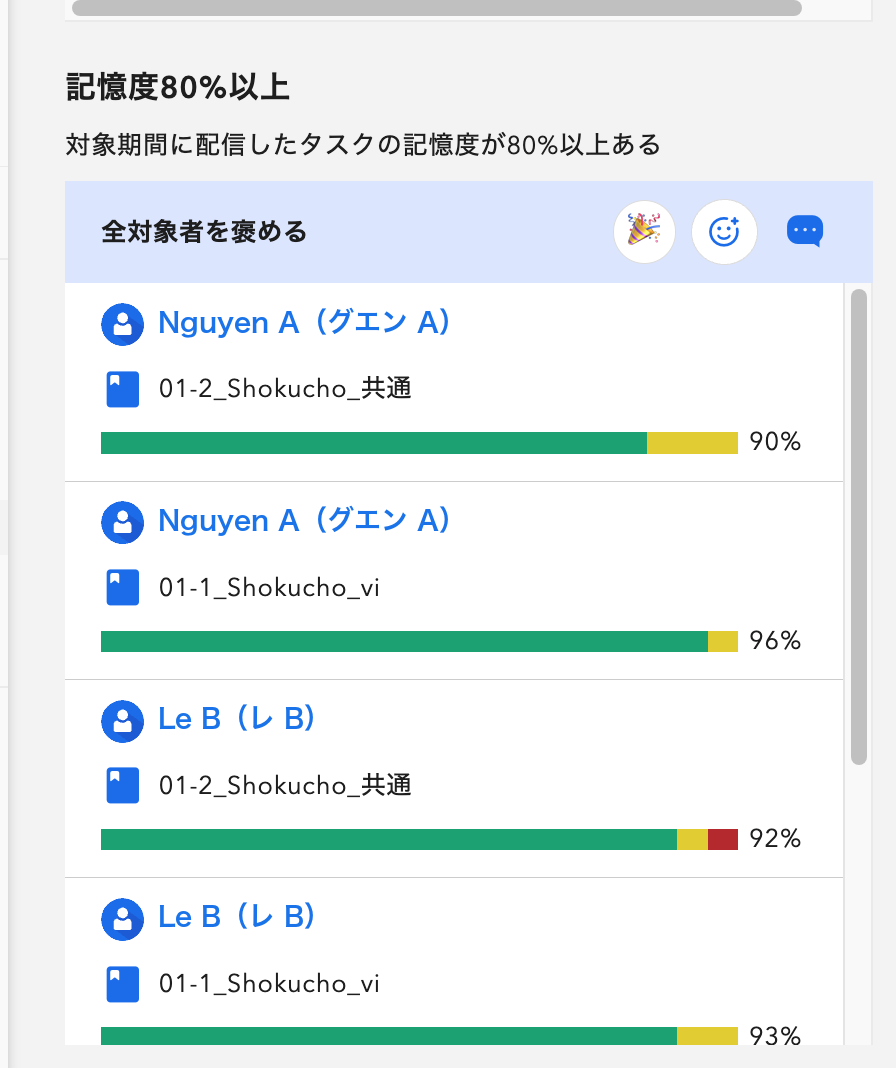 褒めどころの自動抽出画面